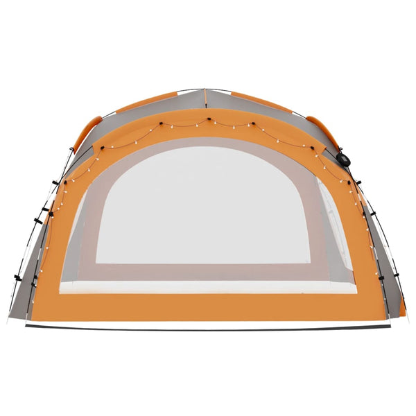 LED party tent 4 side walls 3.6x3.6x2.3 m gray/orange