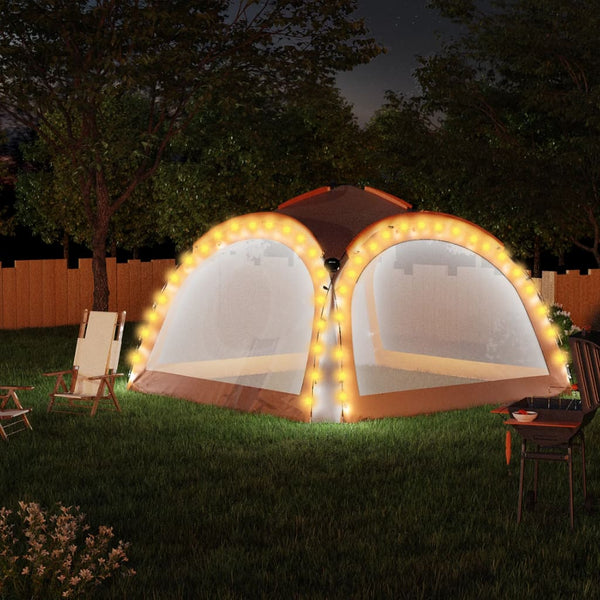 Carpa de fiesta LED 4 paredes laterales 3,6x3,6x2,3 m gris/naranja