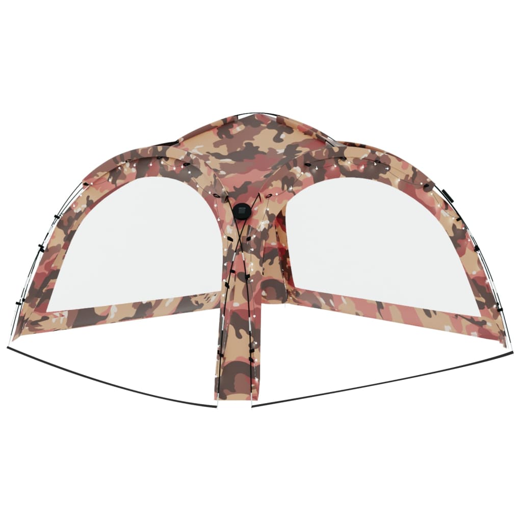 Tenda festas LED e 4 paredes laterais 3,6x3,6x2,3 m camuflagem