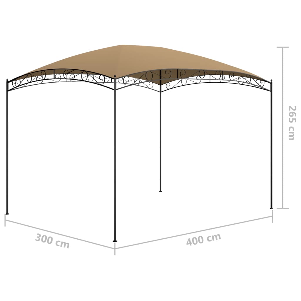 Gazebo 3x4x2,65 m 180 g/m² cinzento-acastanhado