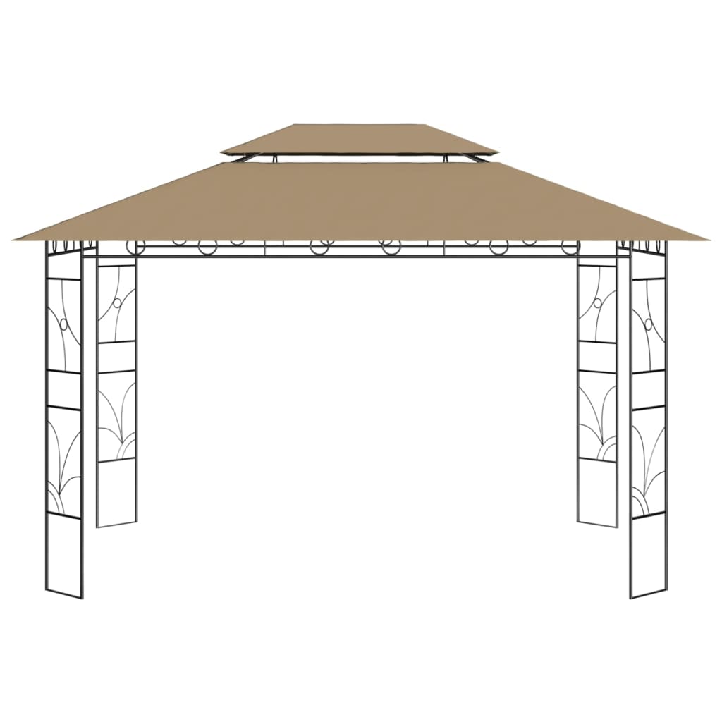 Gazebo 4x3x2,7 m 160 g/m² cinzento-acastanhado