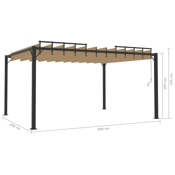 Gazebo c/ telhado persiana 3x4 m tecido cinza-acast. e alumínio