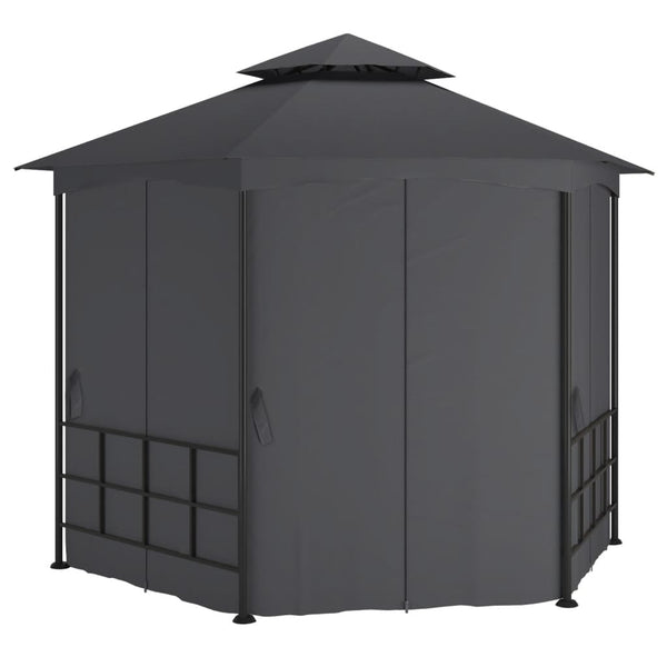 Gazebo com paredes laterais 3,1x2,7 m antracite