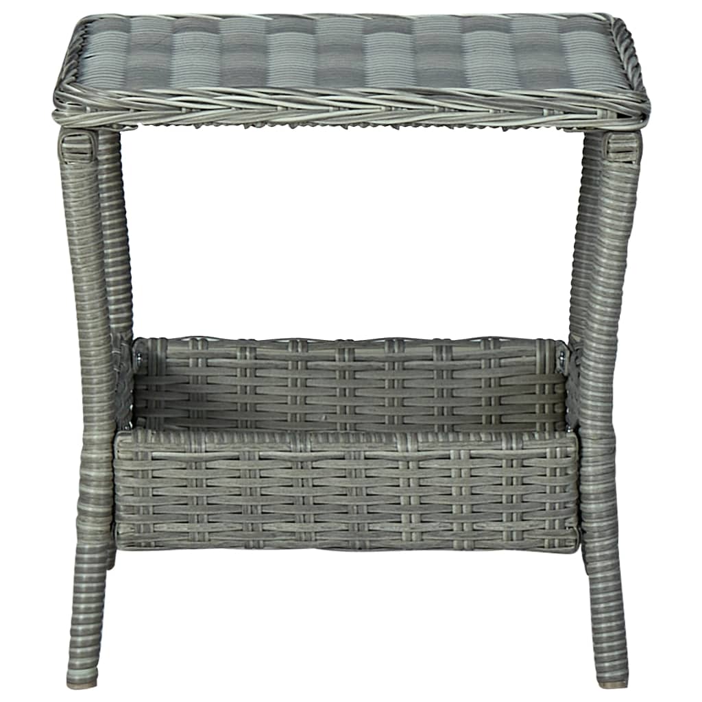 Mesa de jardim em vime PE 45x45x46,5 cm cinzento-claro