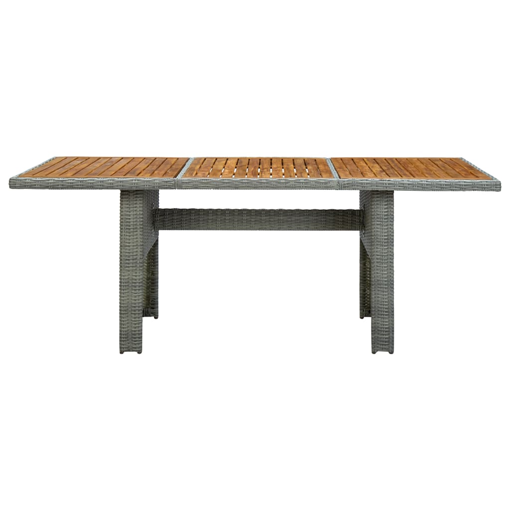 Mesa de jardim vime PE/madeira acácia maciça cinzento-claro