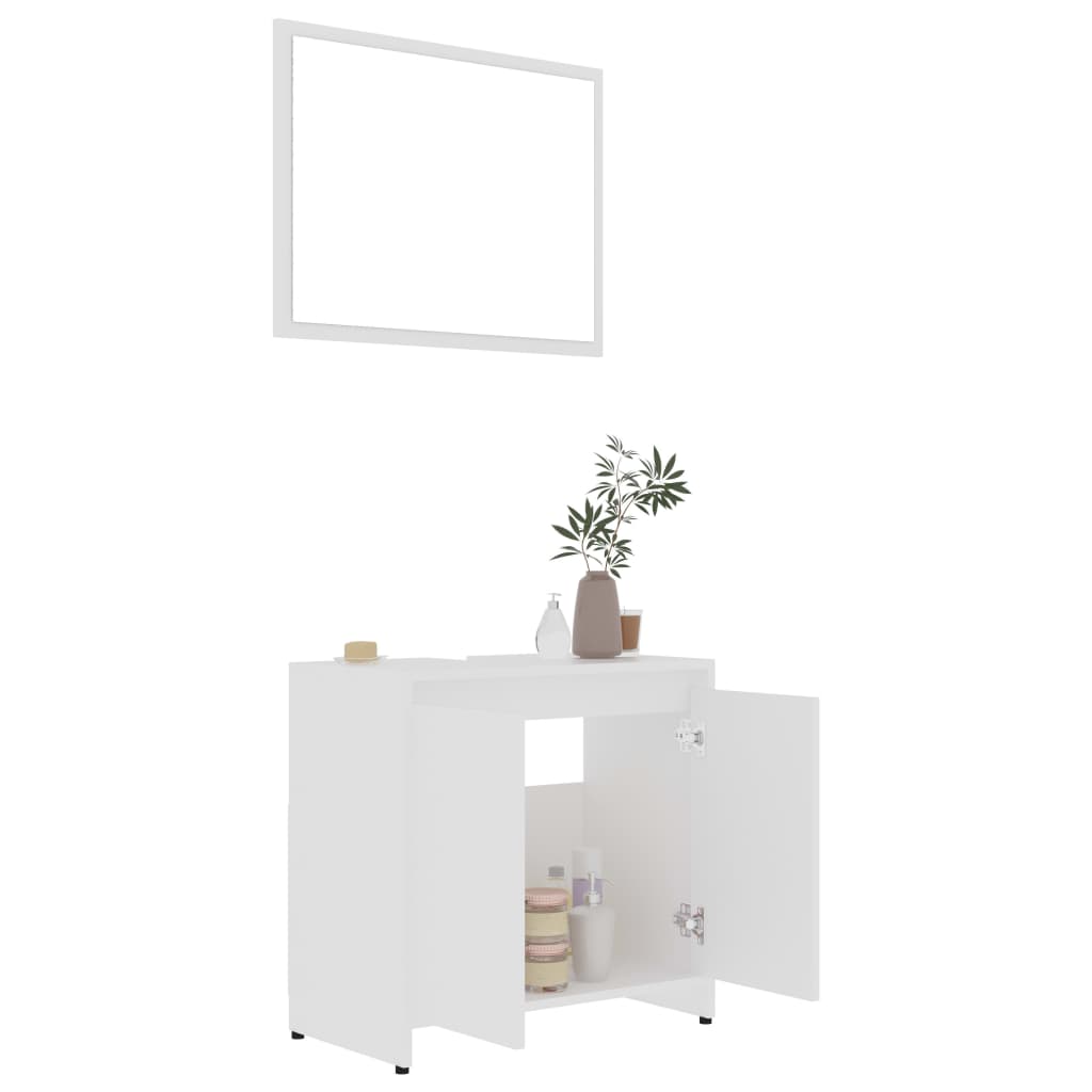 4 pcs conjunto de móveis de casa de banho contraplacado branco