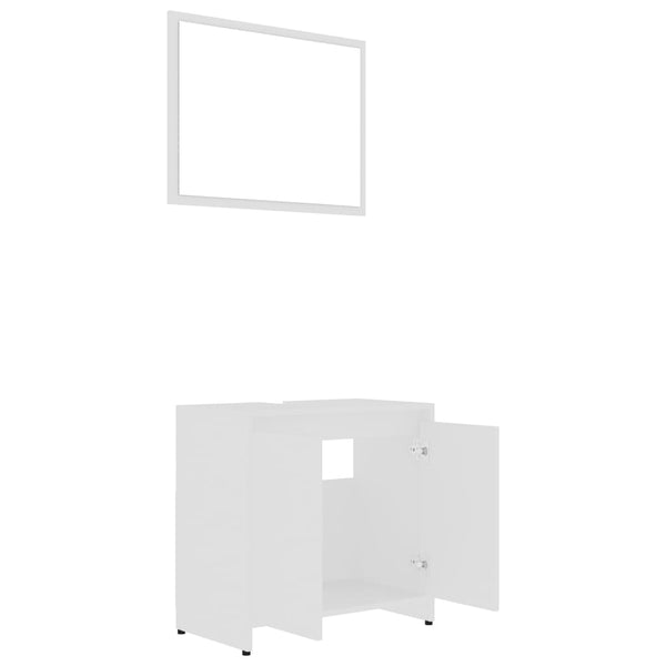 3 pcs conjunto de móveis de casa de banho contraplacado branco