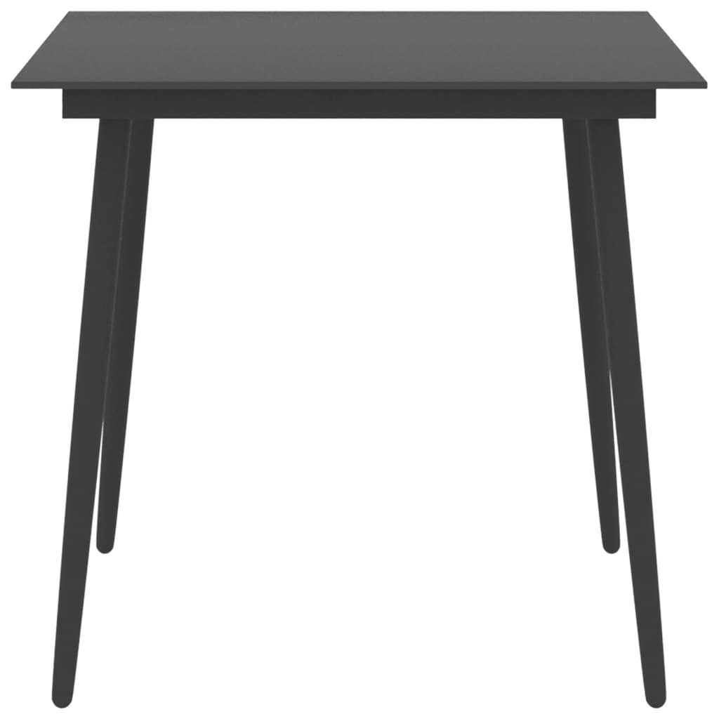 Mesa de jantar para jardim 80x80x74 cm aço e vidro preto