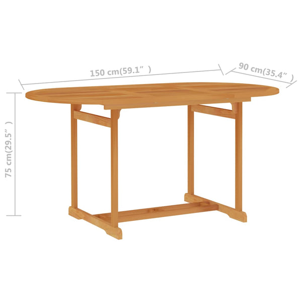 Mesa de jardim 150x90x75 cm madeira de teca maciça