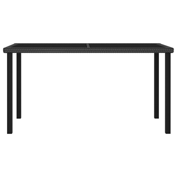 Mesa de jantar jardim 140x70x73 cm vime PE preto