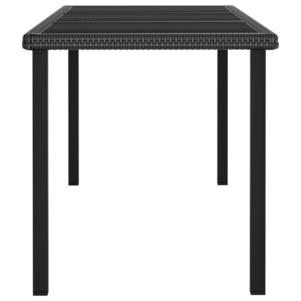 Mesa de jantar jardim 180x70x73 cm vime PE preto