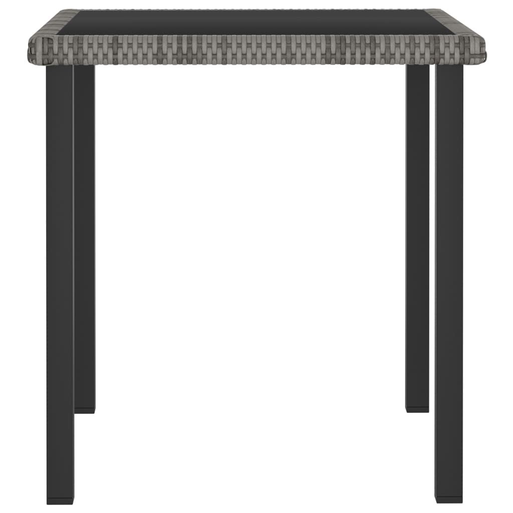 Mesa de jantar para jardim 70x70x73 cm vime PE cinzento