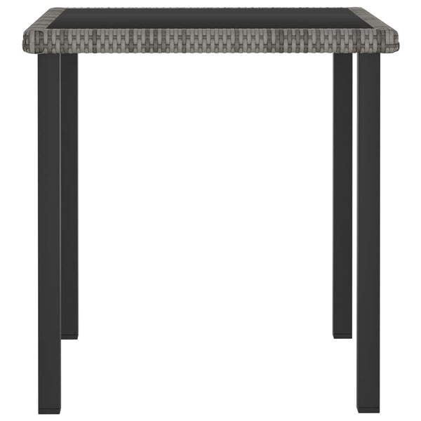 Mesa de jantar para jardim 70x70x73 cm vime PE cinzento