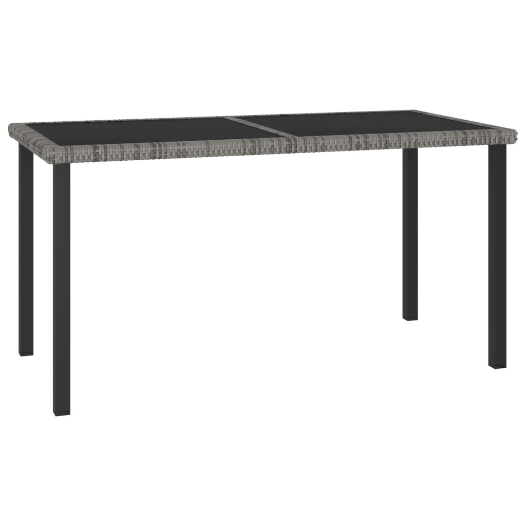 Mesa de jantar para jardim 140x70x73 cm vime PE cinzento