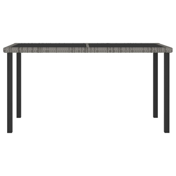 Mesa de jantar para jardim 140x70x73 cm vime PE cinzento