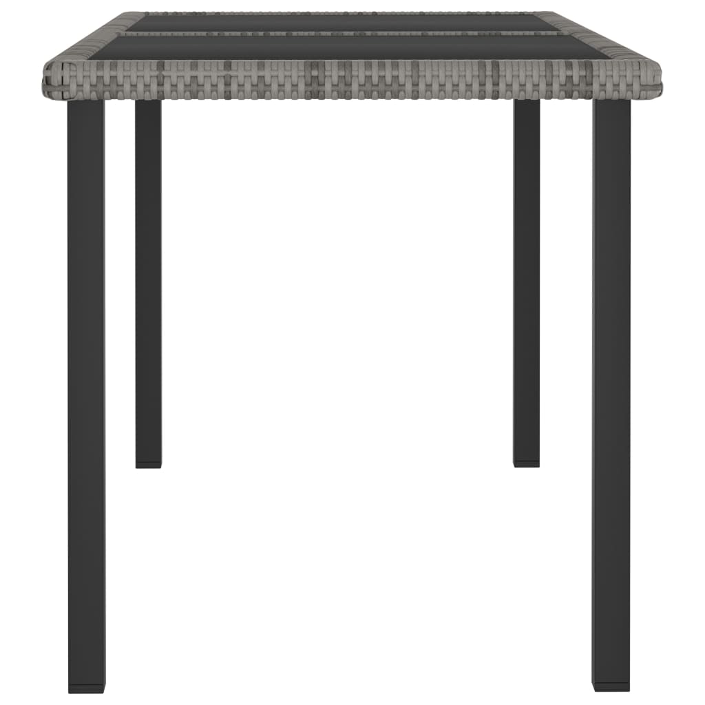 Mesa de jantar para jardim 140x70x73 cm vime PE cinzento