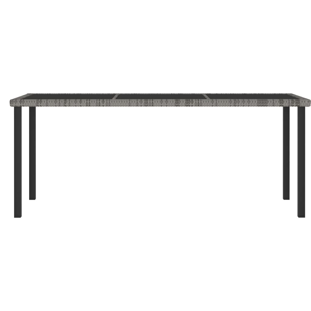 Mesa de jantar para jardim 180x70x73 cm vime PE cinzento