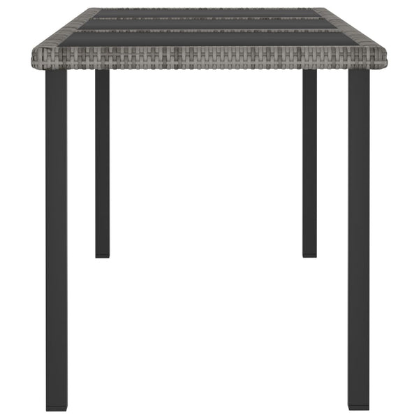 Mesa de jantar para jardim 180x70x73 cm vime PE cinzento