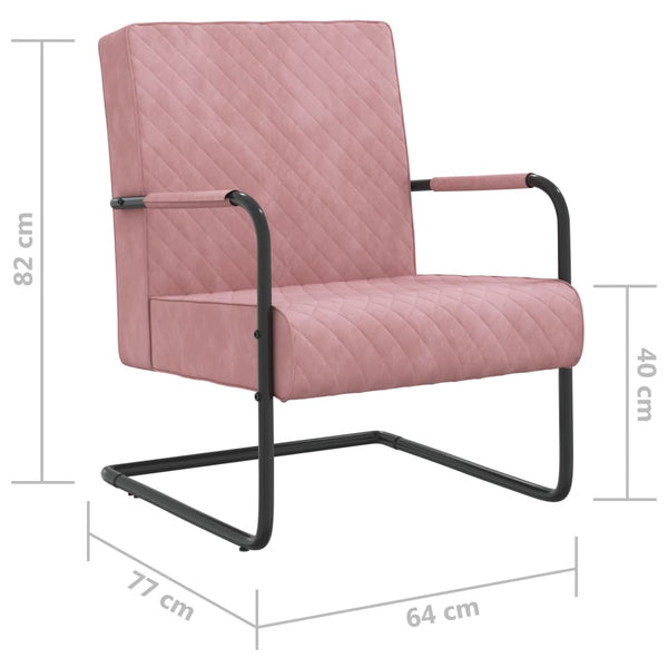 Cadeira cantilever veludo rosa