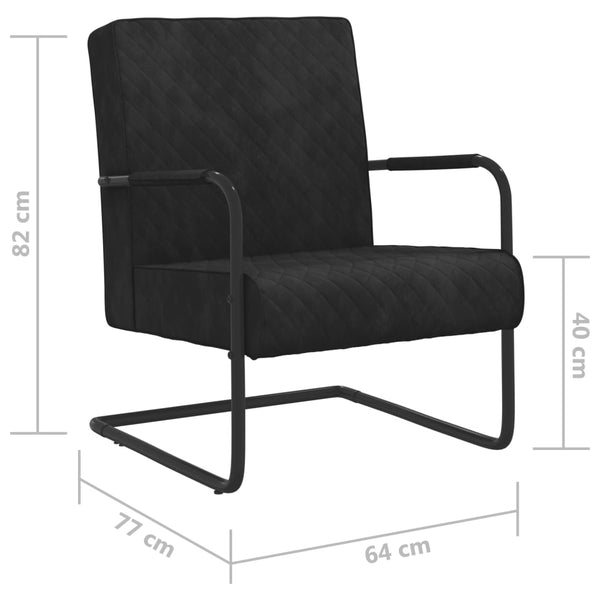Cadeira cantilever veludo preto