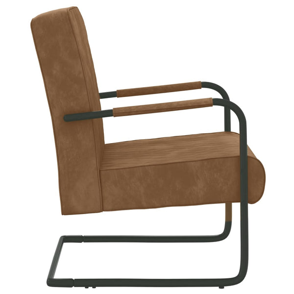 Cadeira cantilever veludo castanho
