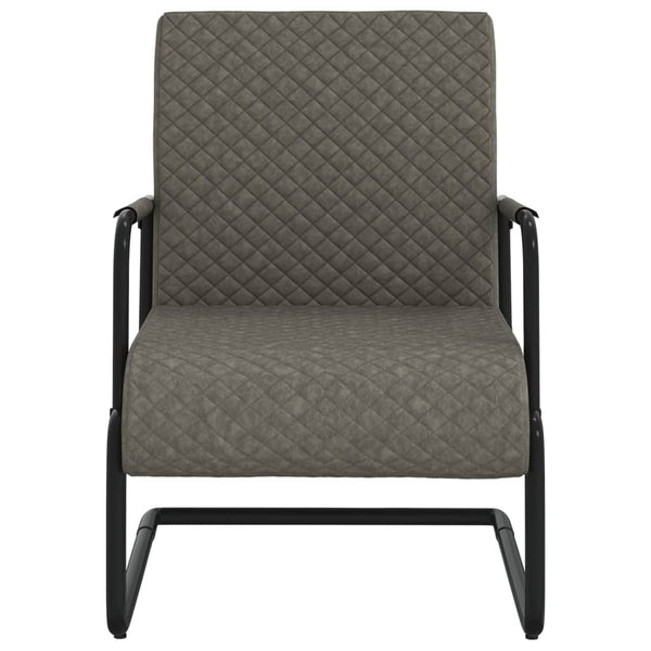 Cadeira cantilever em couro artificial cinzento-escuro
