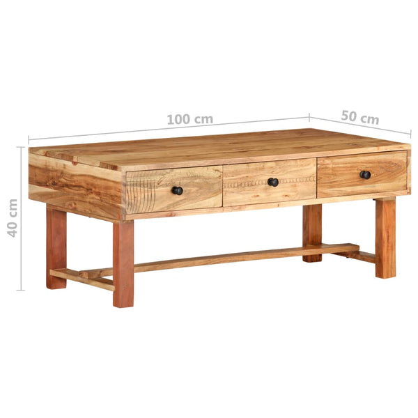 Mesa de centro 100x50x40 cm madeira de acácia maciça