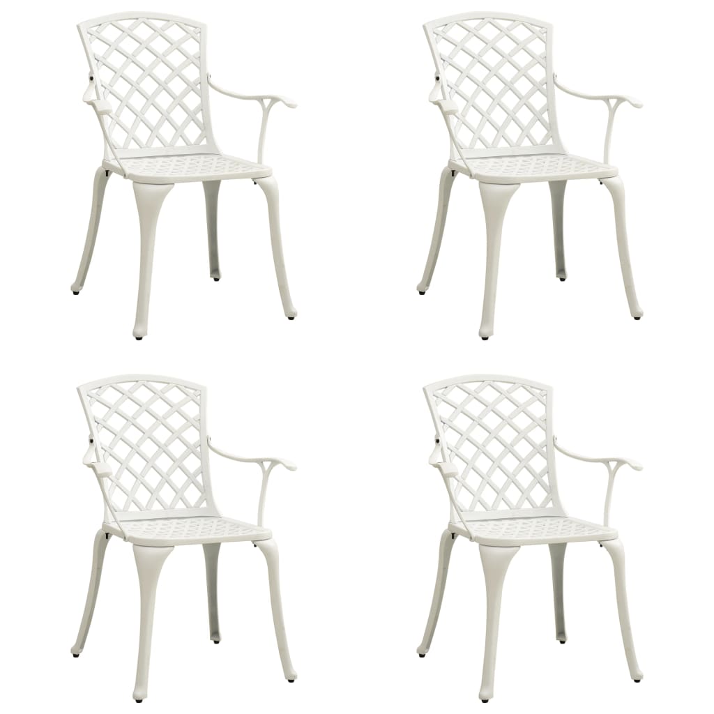 Cadeiras de jardim 4 pcs alumínio fundido branco