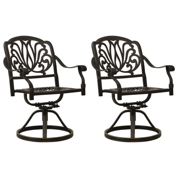 Cadeiras giratórias de jardim 2 pcs alumínio fundido bronze