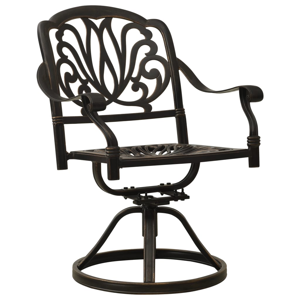 Cadeiras giratórias de jardim 2 pcs alumínio fundido bronze