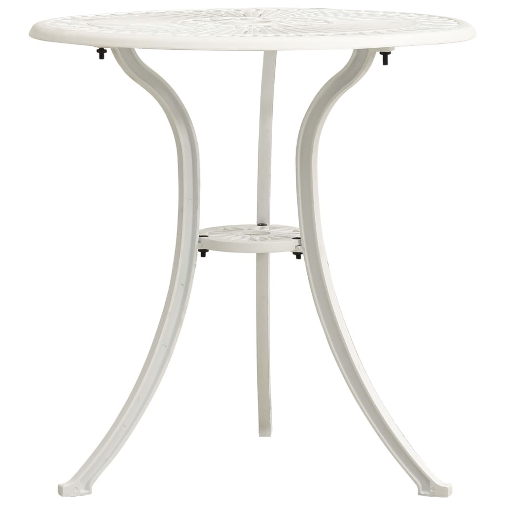 Mesa de jardim 62x62x65 cm alumínio fundido branco