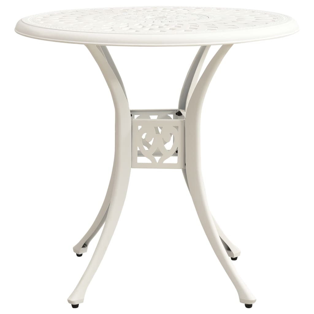 Mesa de jardim 78x78x72 cm alumínio fundido branco