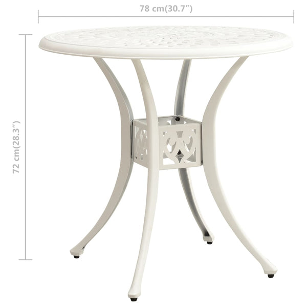 Mesa de jardim 78x78x72 cm alumínio fundido branco