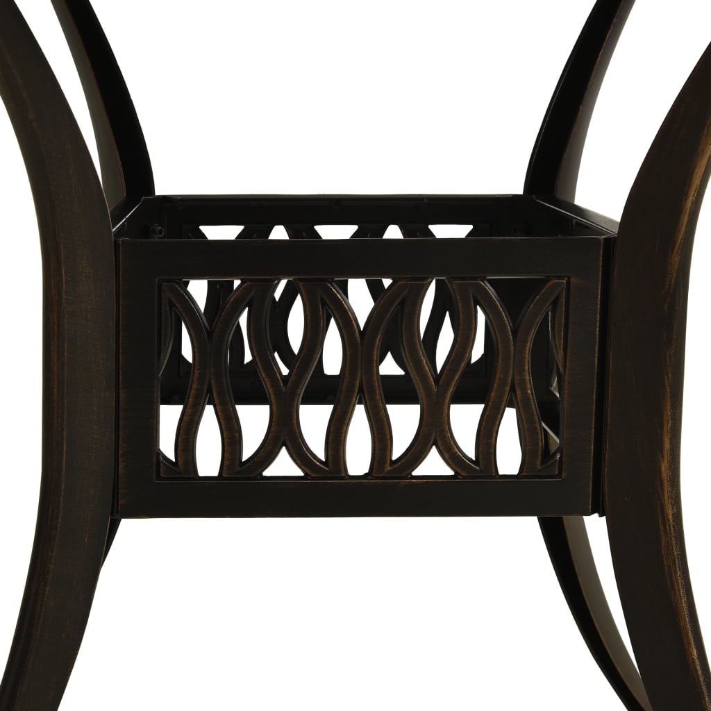 Mesa de jardim 90x90x74 cm alumínio fundido bronze