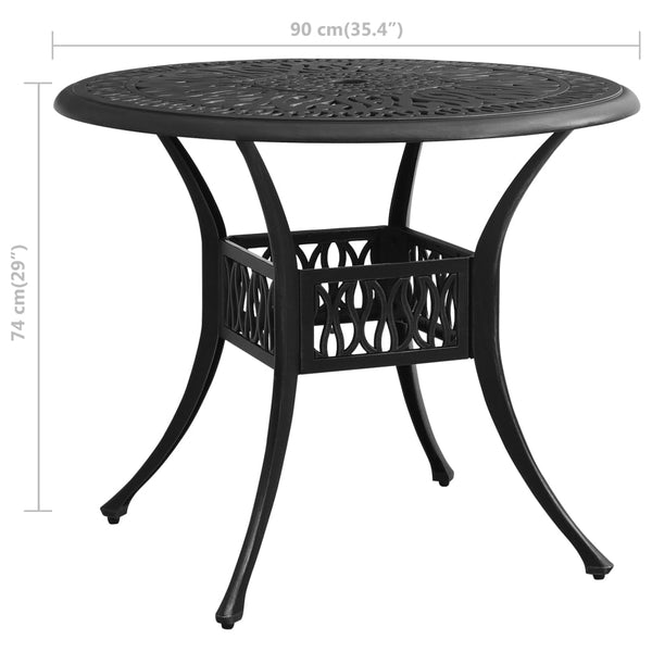 Mesa de jardim 90x90x74 cm alumínio fundido preto