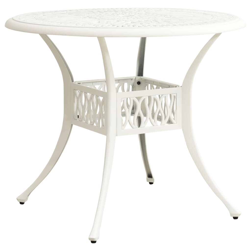 Mesa de jardim 90x90x74 cm alumínio fundido branco