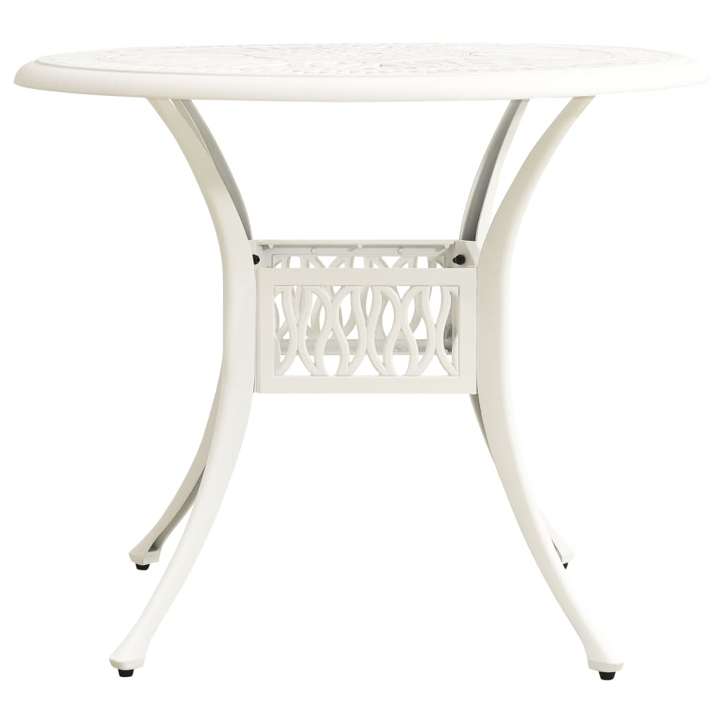 Mesa de jardim 90x90x74 cm alumínio fundido branco