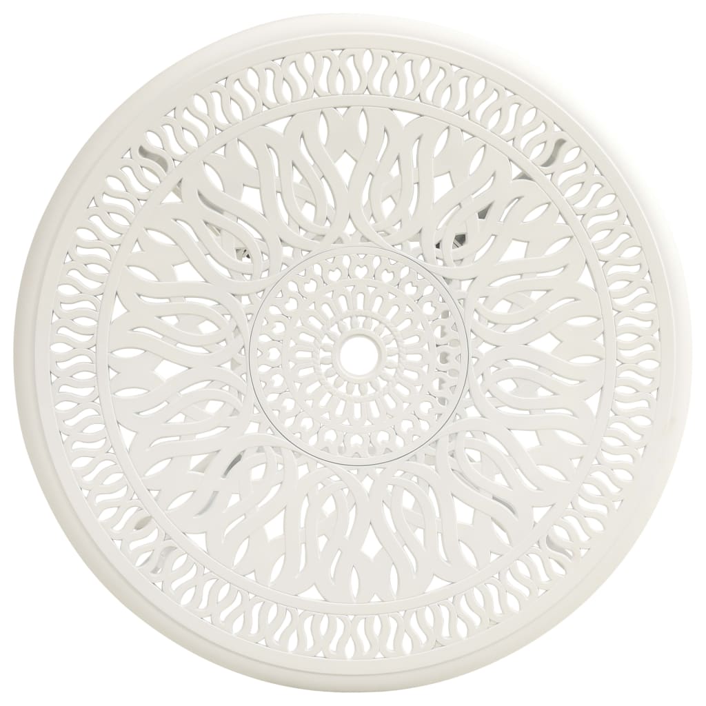 Mesa de jardim 90x90x74 cm alumínio fundido branco