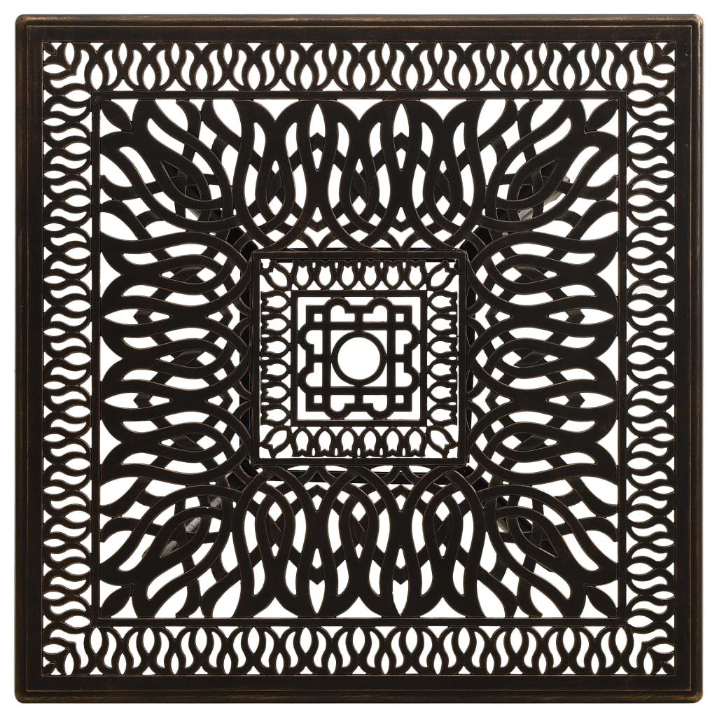 Mesa de jardim 90x90x73 cm alumínio fundido bronze