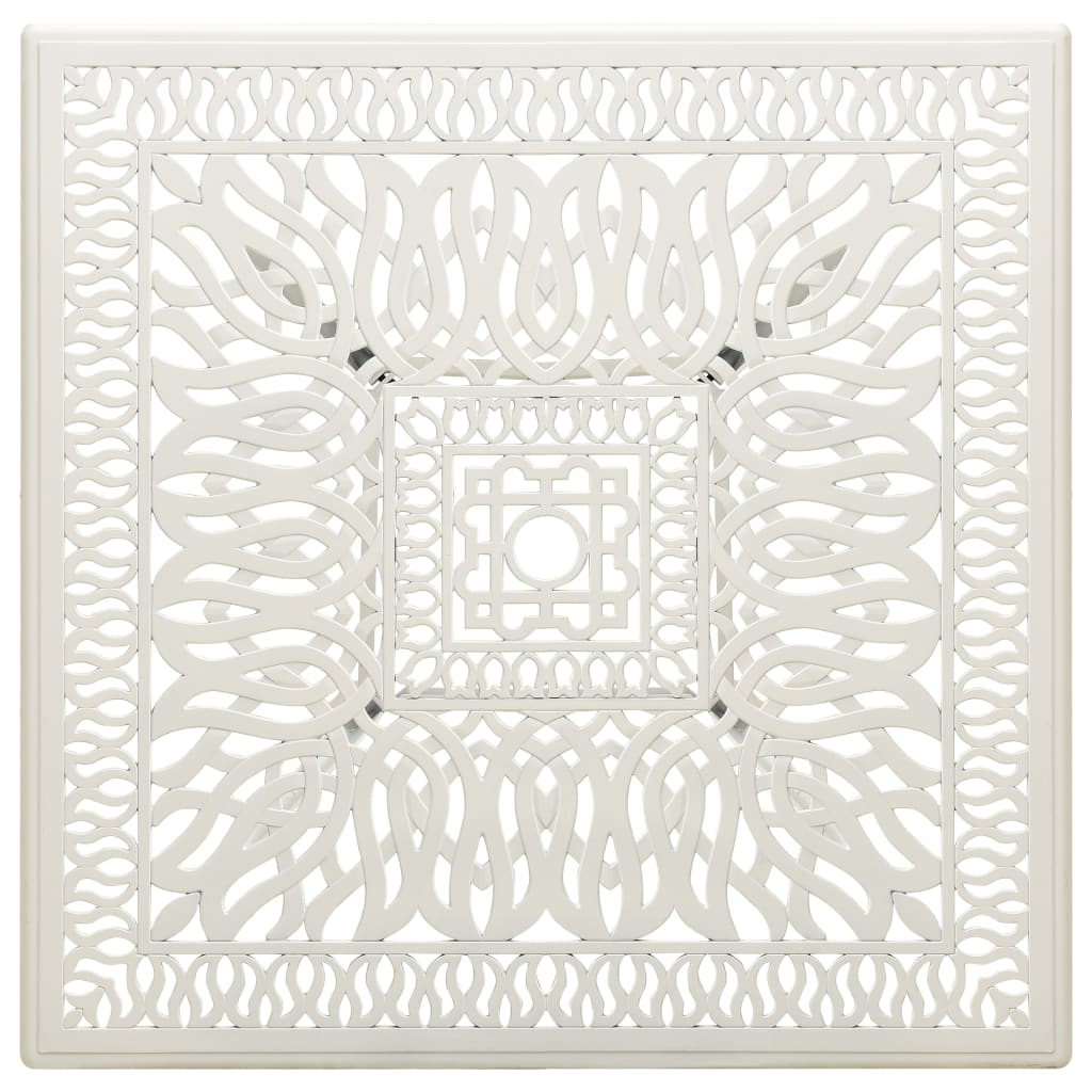 Mesa de jardim 90x90x73 cm alumínio fundido branco