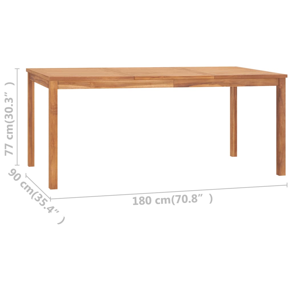 Mesa de jantar para jardim 180x90x77 cm madeira teca maciça