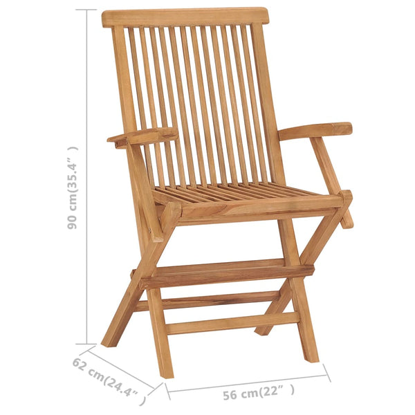 Cadeiras de jardim dobráveis 3 pcs madeira de teca maciça