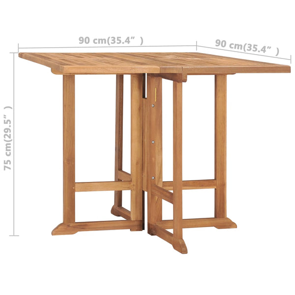 Mesa de jantar para jardim dobrável 90x90x75 cm teca maciça