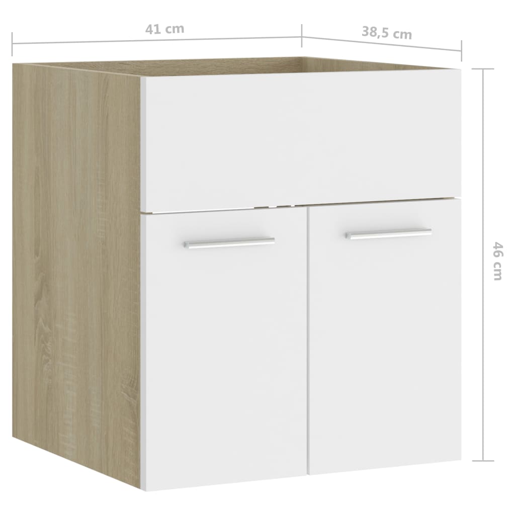 Armário lavatório derivados de madeira branco/carvalho sonoma