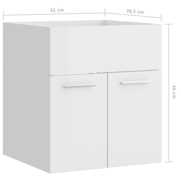 Armário lavatório 41x38,5x46cm contraplacado branco brilhante