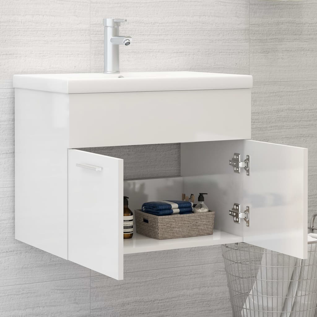 Armário lavatório 60x38,5x46 cm deriv. madeira branco brilhante