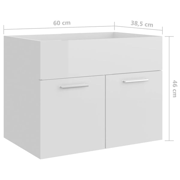 Armário lavatório 60x38,5x46 cm deriv. madeira branco brilhante