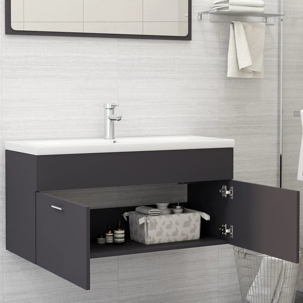 Armário de lavatório 100x38,5x46 cm derivados de madeira cinza