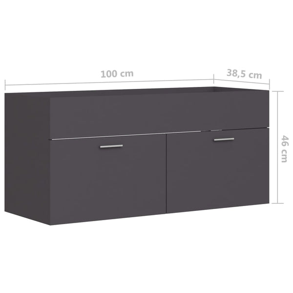 Armário de lavatório 100x38,5x46 cm derivados de madeira cinza