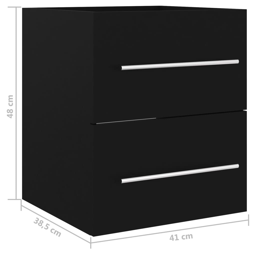 Armário de lavatório 41x38,5x48 cm derivados madeira preto
